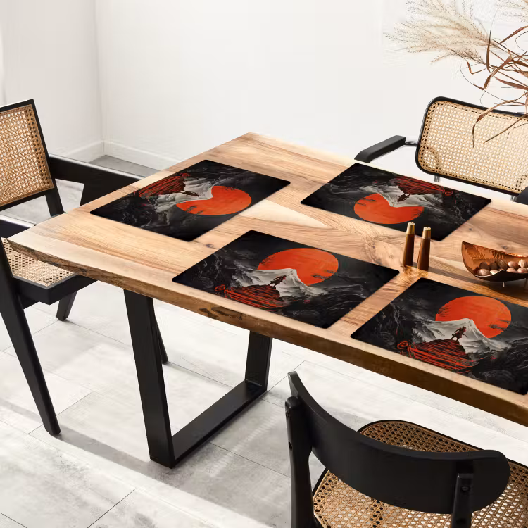 Placemat - 6 stuks - Krijger - Rode trappen - Zon - Berg — 5
