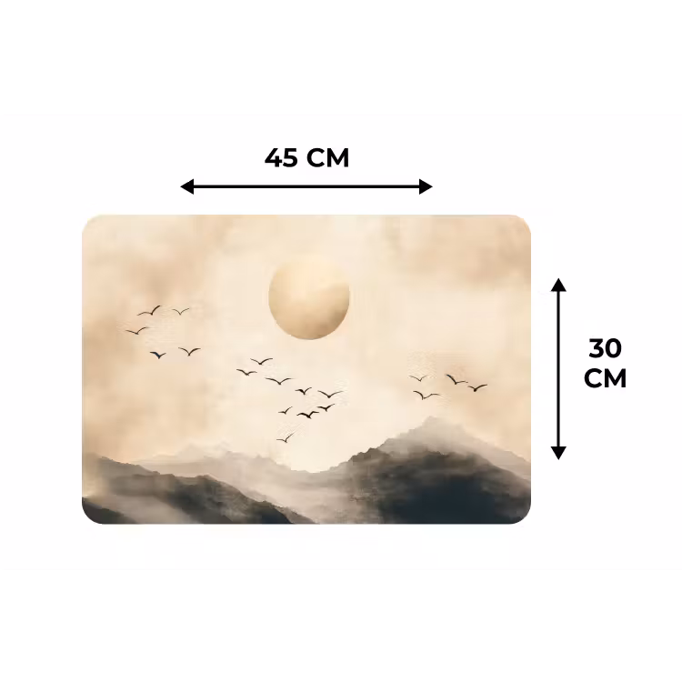 Placemat - 6 stuks - Landschap - Japandi - vogel — 3