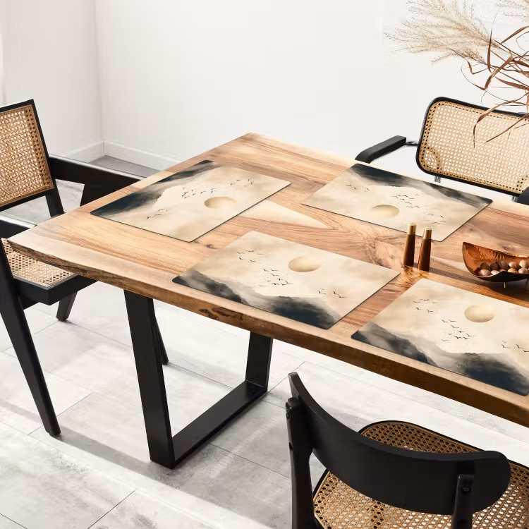 Placemat - 6 stuks - Landschap - Japandi - vogel — 5