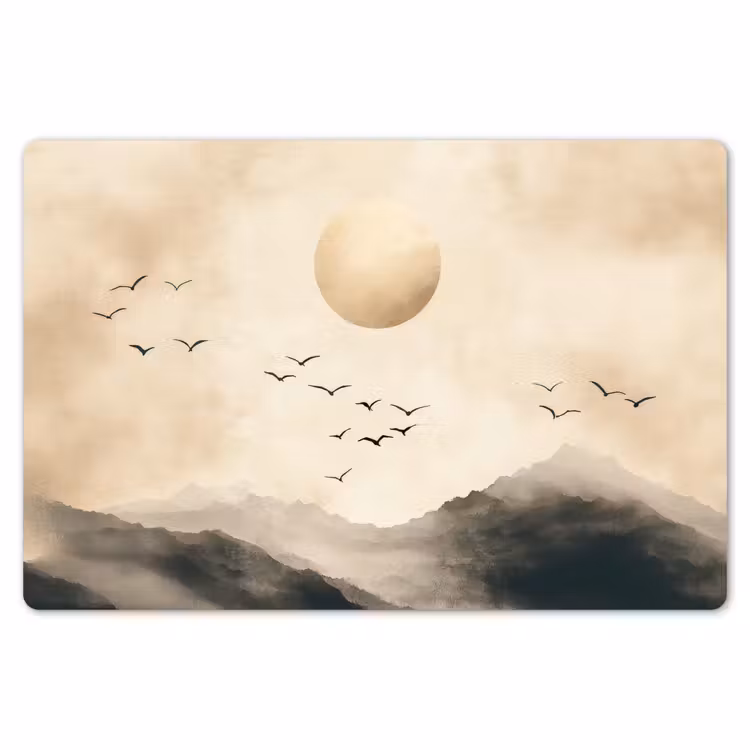 Placemat - 6 stuks - Landschap - Japandi - vogel — 7