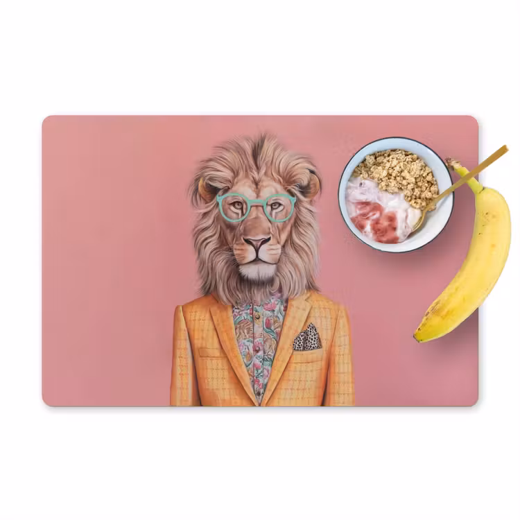 Placemat - 6 stuks - Leeuw - Pak - Geruit - Bril — 1