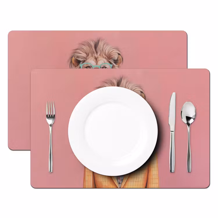 Placemat - 6 stuks - Leeuw - Pak - Geruit - Bril — 2