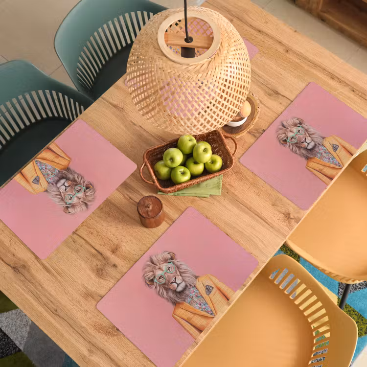 Placemat - 6 stuks - Leeuw - Pak - Geruit - Bril — 6