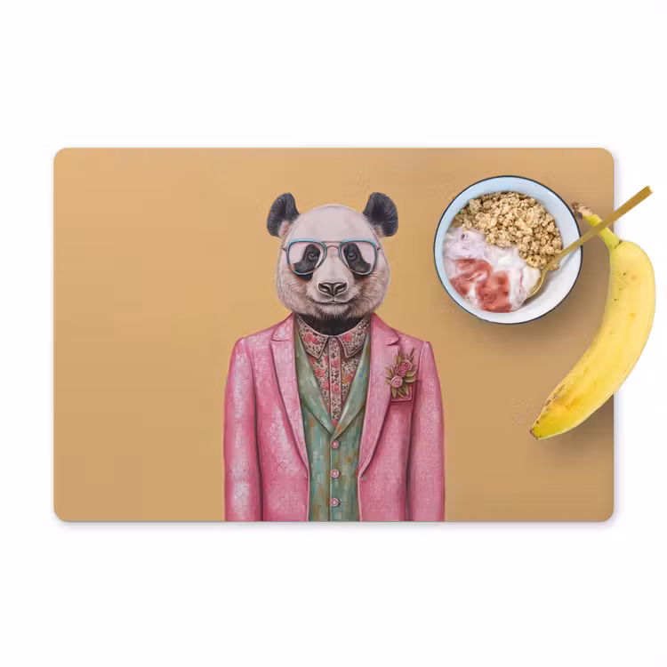 Placemat - 6 stuks - Panda - Pak - Zonnebril - Blauw — 1