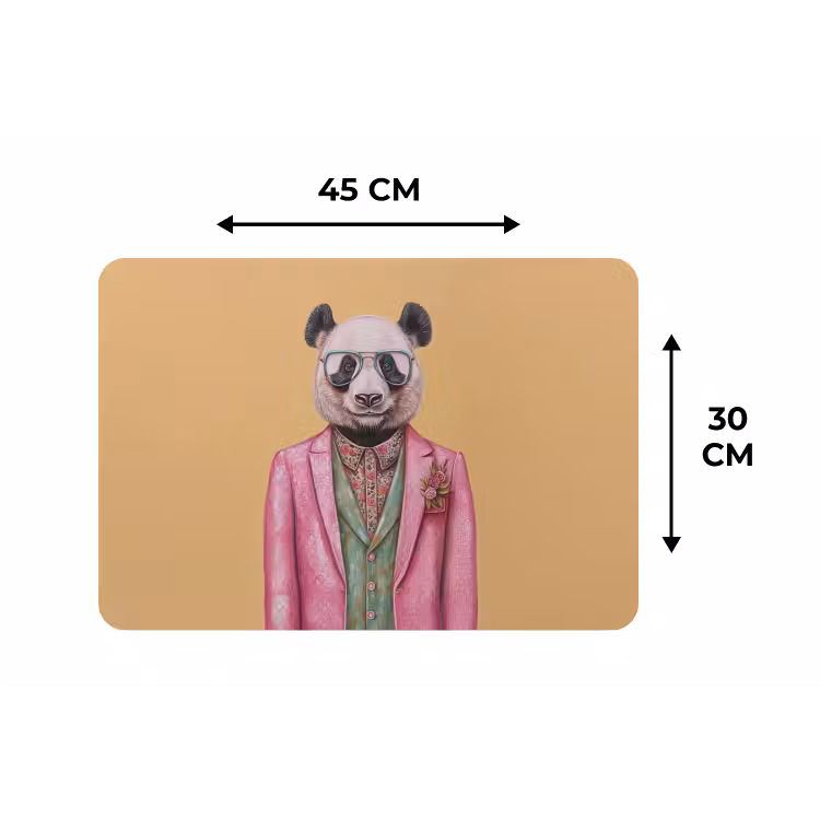 Placemat - 6 stuks - Panda - Pak - Zonnebril - Blauw — 3