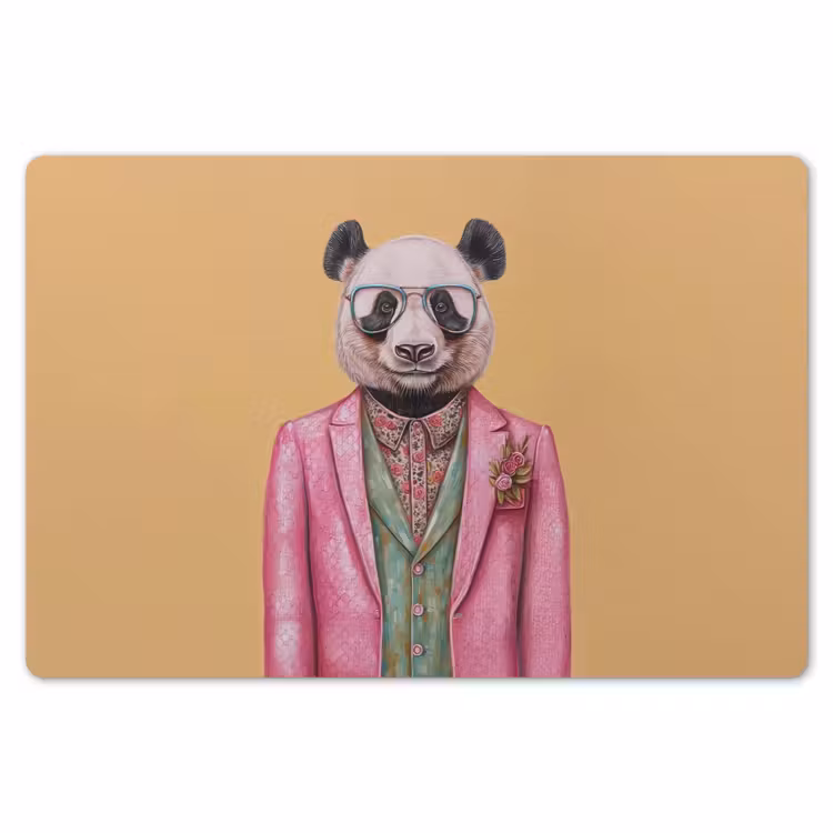 Placemat - 6 stuks - Panda - Pak - Zonnebril - Blauw — 7