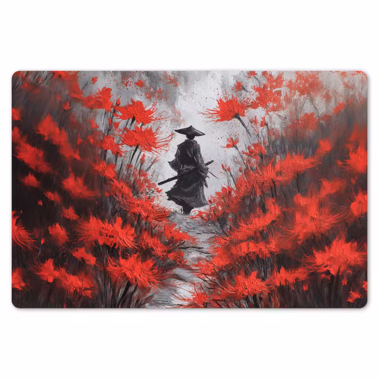 Placemat - 6 stuks - Rode bloemen - mistig - Man — 7