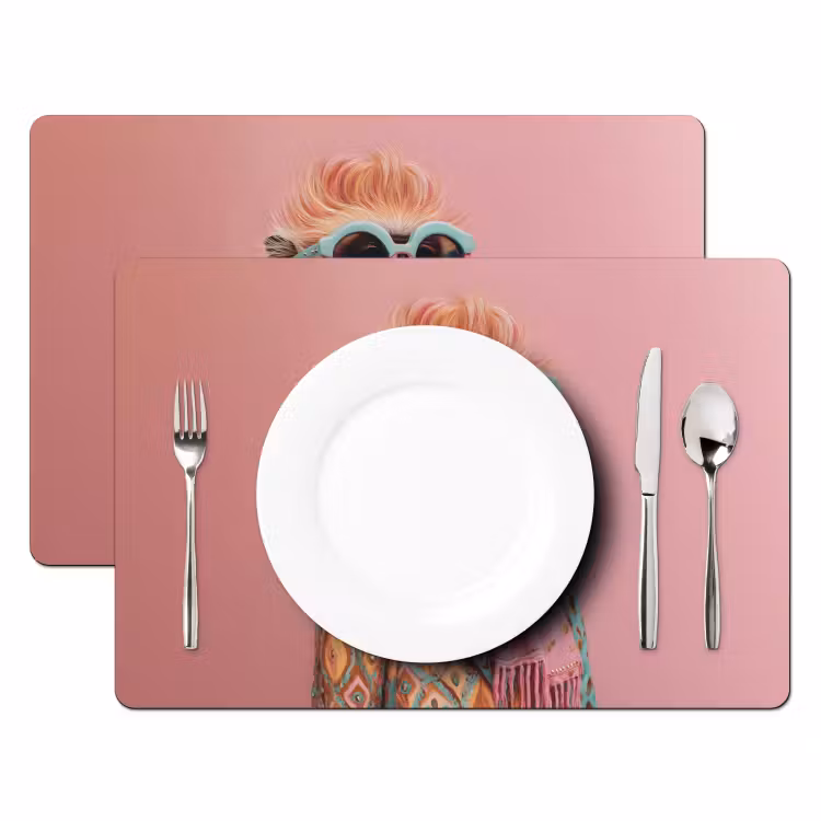 Placemat - 6 stuks - Sjaal - Aap - Zonnebril - Jasje — 2
