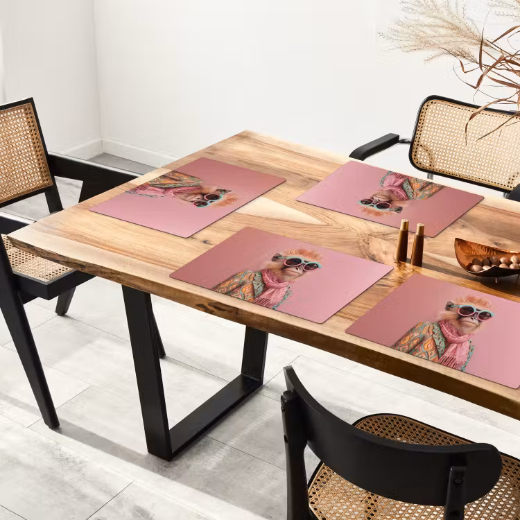 Placemat - 6 stuks - Sjaal - Aap - Zonnebril - Jasje — 5