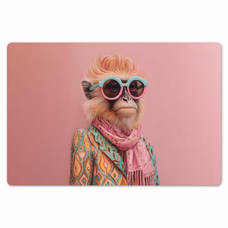 Placemat - 6 stuks - Sjaal - Aap - Zonnebril - Jasje — 7
