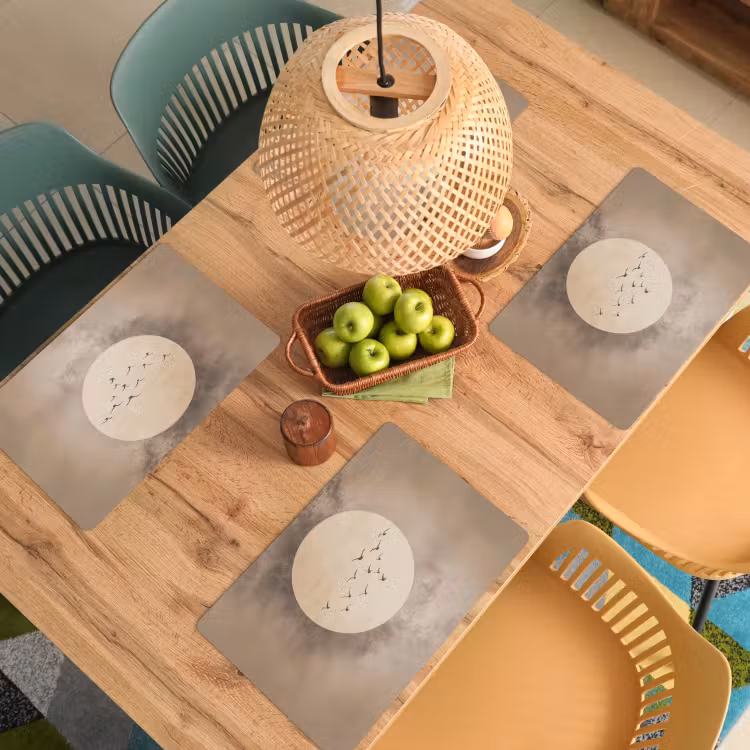 Placemat - 6 stuks - Vogel - Beige - Japandi — 6