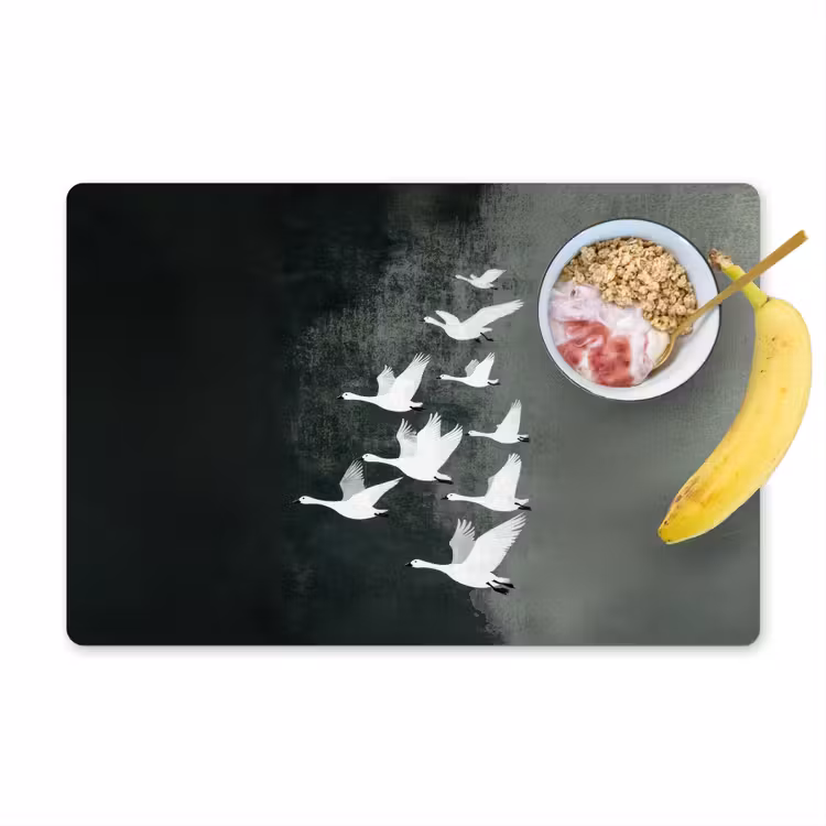 Placemat - 6 stuks - Vogel - Japandi - Groen — 1