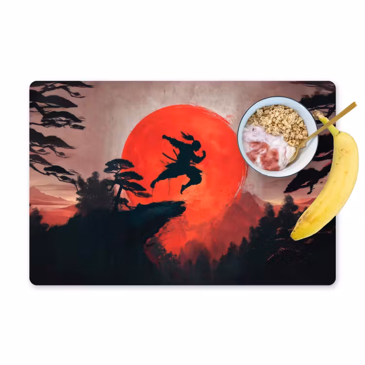 Placemat - 6 stuks - Zon - Krijger - Bomen - Bergen — 1