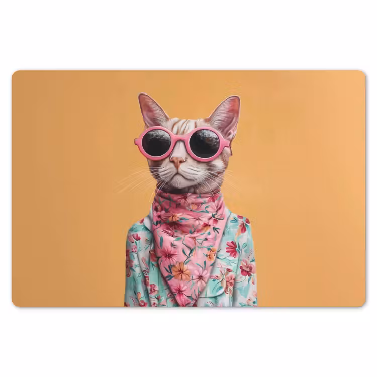 Placemat - 6 stuks - Zonnebril - Kat - Sjaal - Bloemen — 7