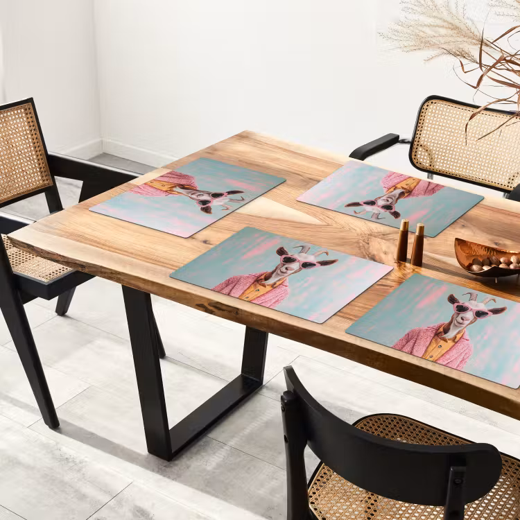 Placemat - 6 stuks - Zonnebril - Roze - Geit - Horen — 5