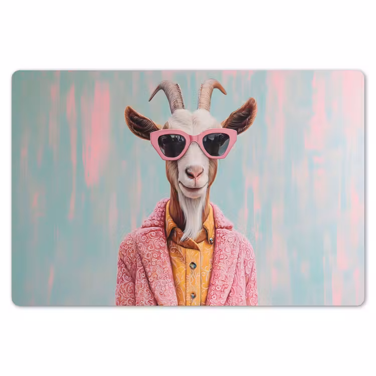 Placemat - 6 stuks - Zonnebril - Roze - Geit - Horen — 7