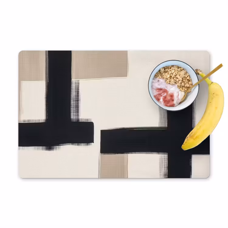 Placemat - 6 stuks - Zwart - Abstract - Japandi — 1