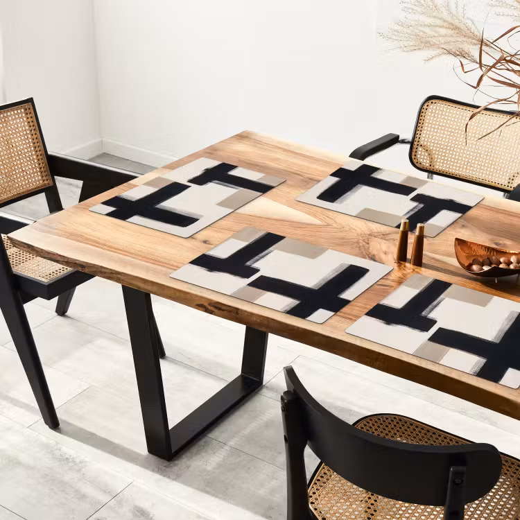 Placemat - 6 stuks - Zwart - Abstract - Japandi — 5