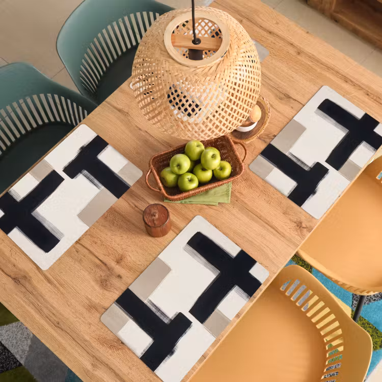 Placemat - 6 stuks - Zwart - Abstract - Japandi — 6