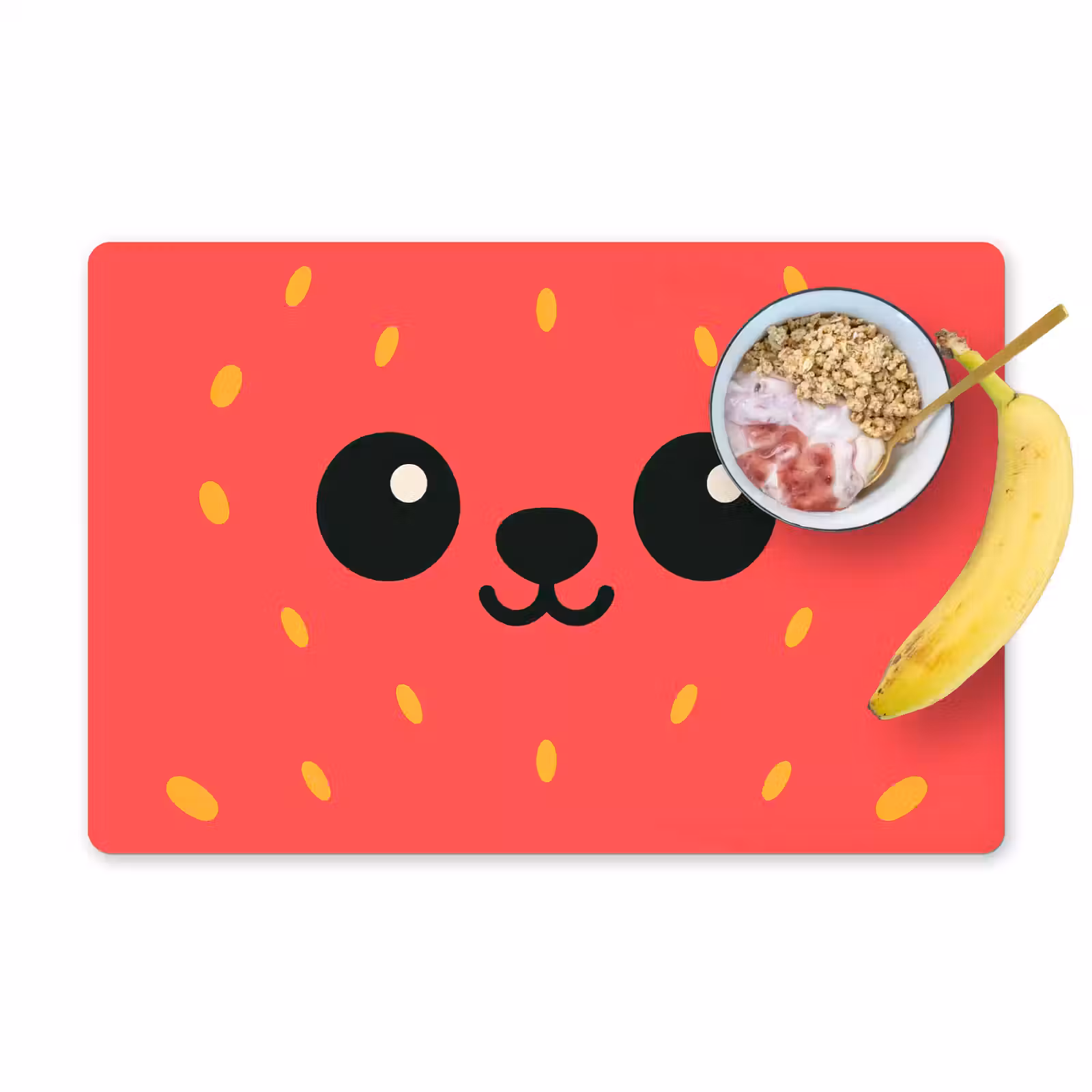 Placemat - 6 stuks - Kat - Aardbei - Cartoon — 1
