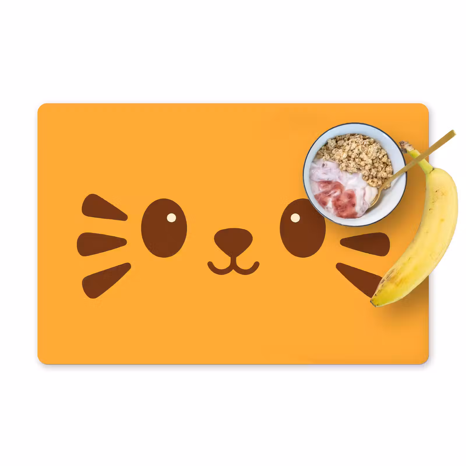 Placemat - 6 stuks - Kat - Simplistisch - Oranje - Vrolijk — 1
