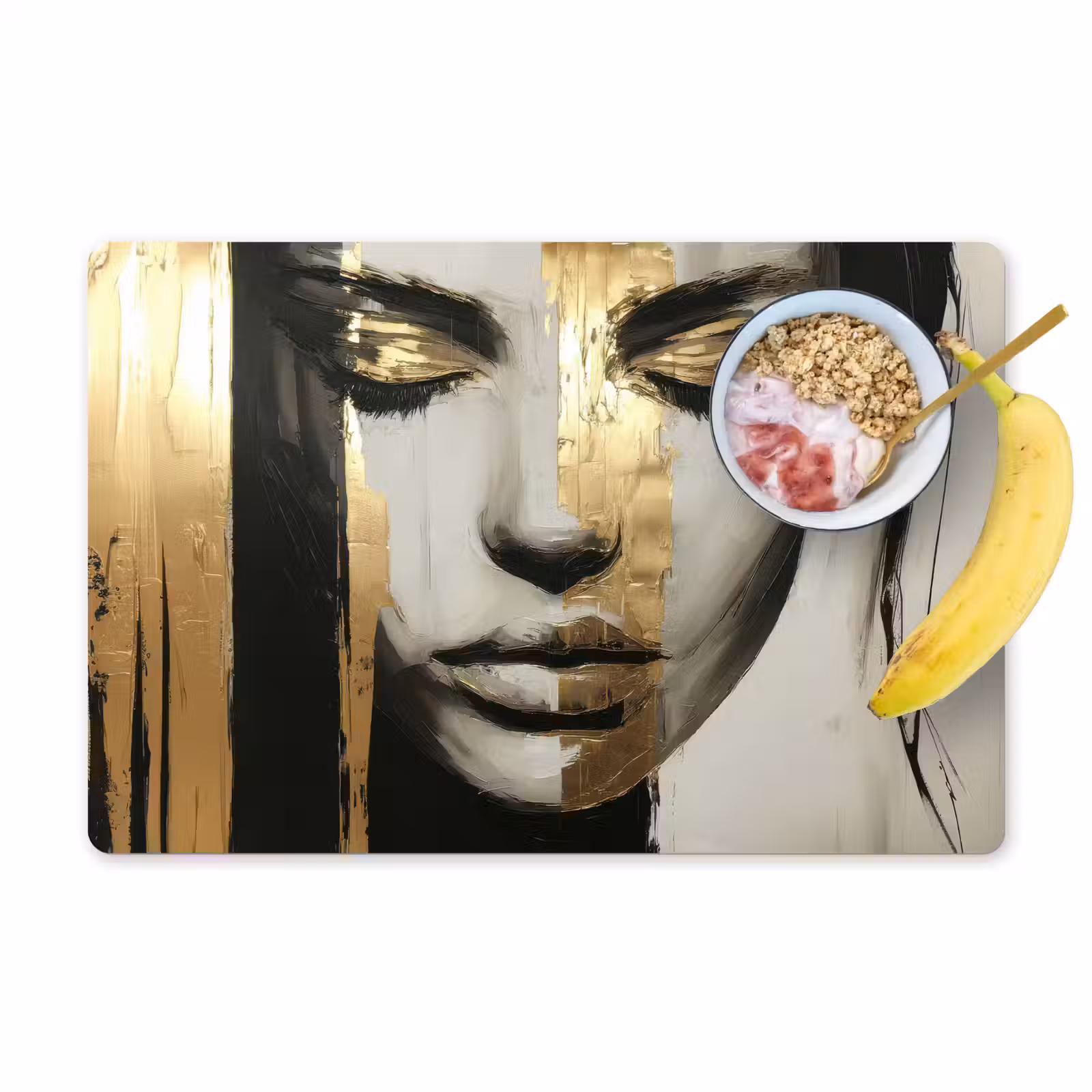 Placemat - 6 stuks - Ogen - Gezicht - Goud - Strepen — 1