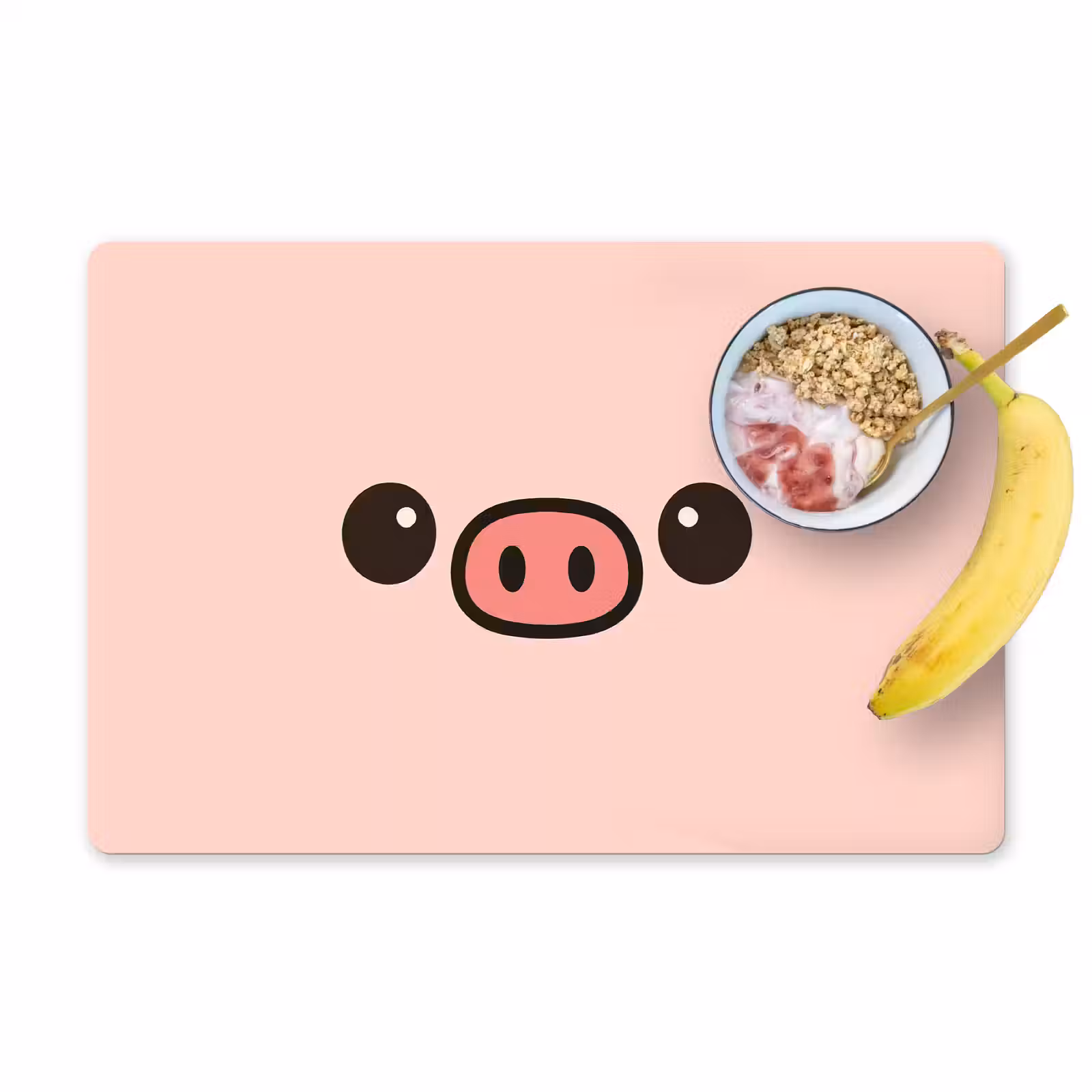 Placemat - 6 stuks - Varken - Roze - Minimalistisch — 1