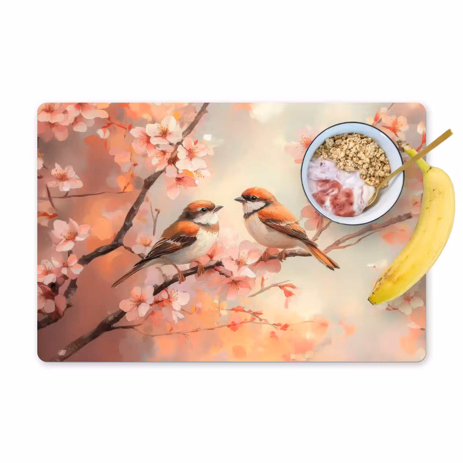 Placemat - 6 stuks - Vogels - Romantic - Bloesemtak — 1