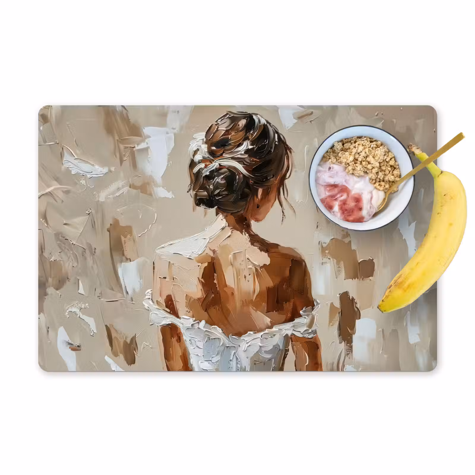 Placemat - 6 stuks - Vrouw - Verf - Abstract - Beige - Modern — 1