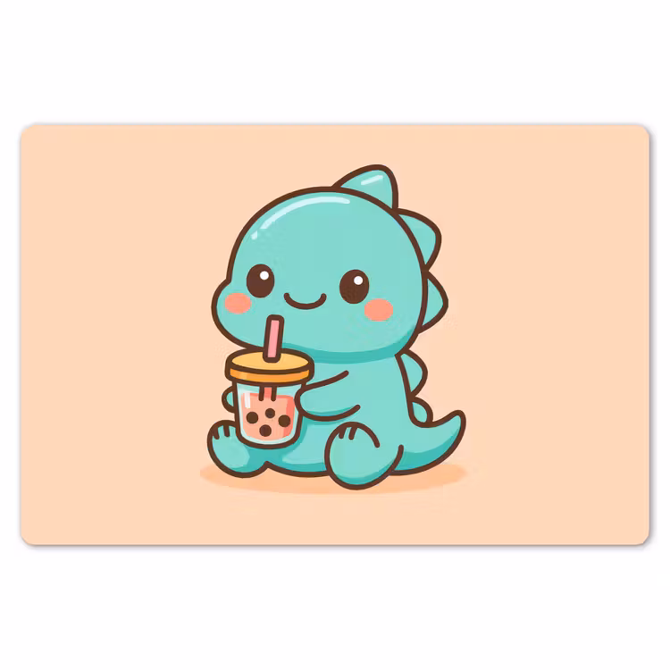 Placemat - 6 stuks - Dino - Boba - kawaii - Oranje — 7