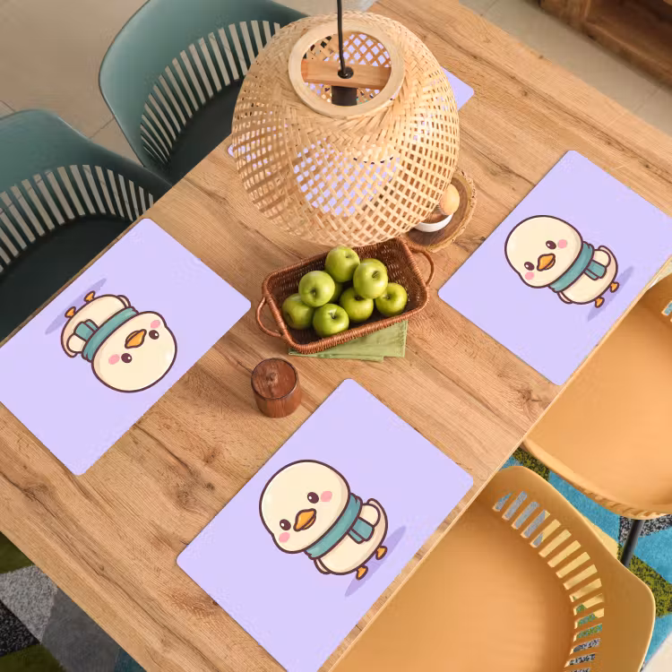 Placemat - 6 stuks - Eend - Sjaal - Paars — 6