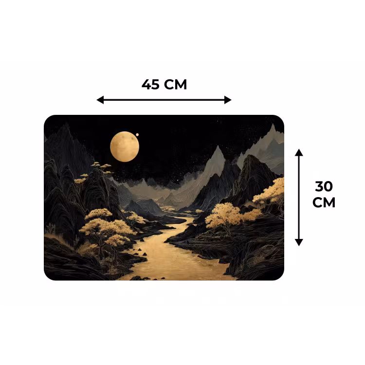 Placemat - 6 stuks - Gouden rivier - Bergen - Maan - Sterrenhemel — 3