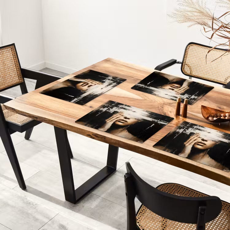 Placemat - 6 stuks - Hand - Gezicht - Strepen - Abstract — 5