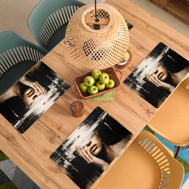 Placemat - 6 stuks - Hand - Gezicht - Strepen - Abstract — 6
