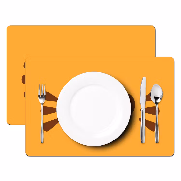 Placemat - 6 stuks - Kat - Simplistisch - Oranje - Vrolijk — 2