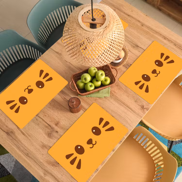 Placemat - 6 stuks - Kat - Simplistisch - Oranje - Vrolijk — 6