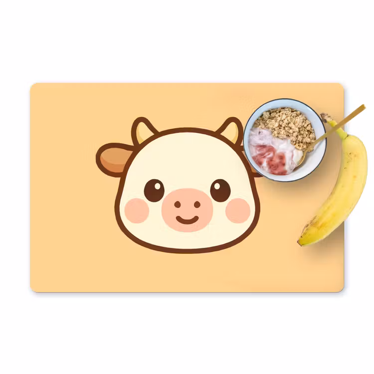 Placemat - 6 stuks - Koe - Oranje - Cartoon — 1