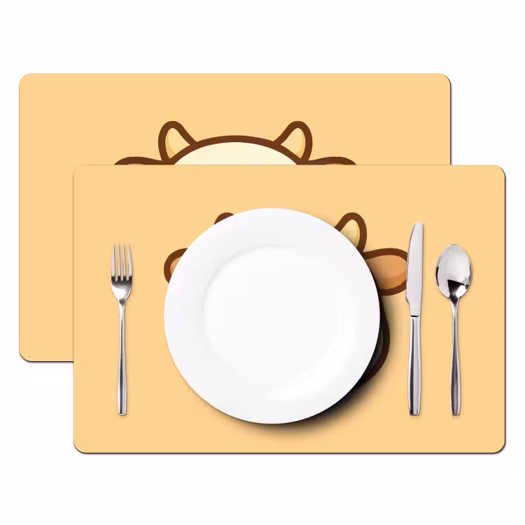 Placemat - 6 stuks - Koe - Oranje - Cartoon — 2