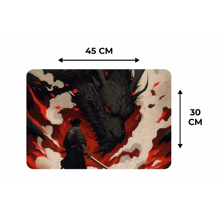 Placemat - 6 stuks - Krijger - Draak - Zwart - Rood - Rook — 3