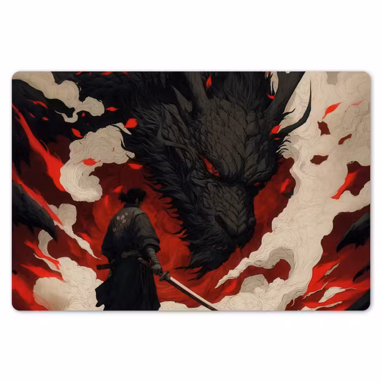 Placemat - 6 stuks - Krijger - Draak - Zwart - Rood - Rook — 7