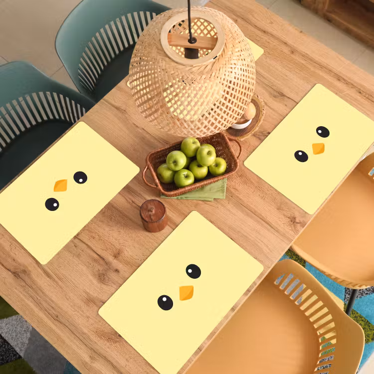Placemat - 6 stuks - Kuiken - Vrolijk - Geel - Minimalistisch — 6