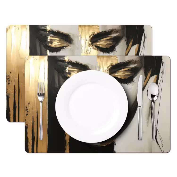 Placemat - 6 stuks - Ogen - Gezicht - Goud - Strepen — 2