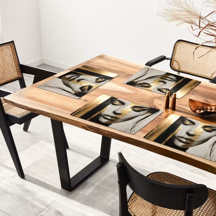 Placemat - 6 stuks - Ogen - Gezicht - Goud - Strepen — 5