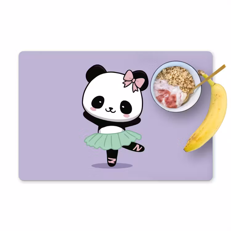 Placemat - 6 stuks - Panda - Paars - Sierlijk - Kawaii — 1