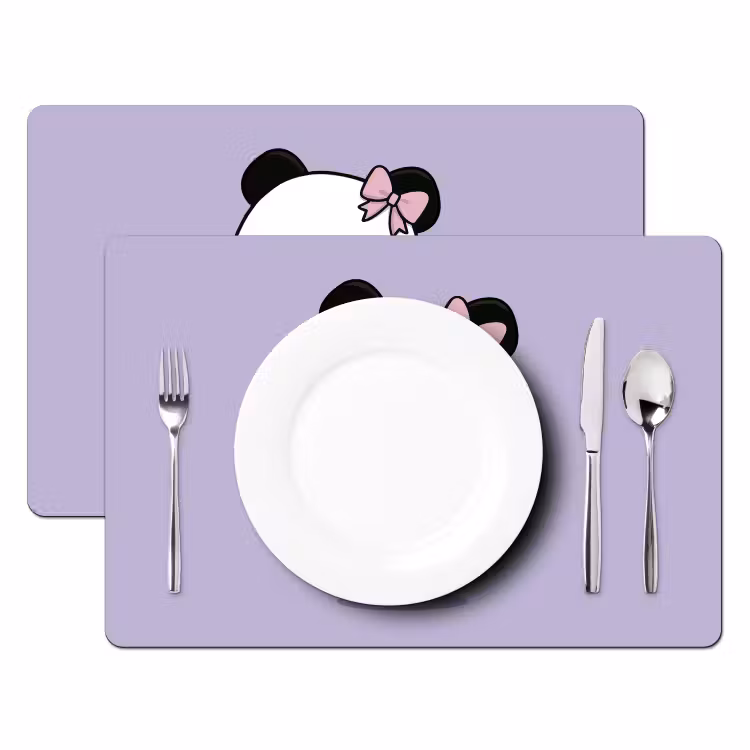 Placemat - 6 stuks - Panda - Paars - Sierlijk - Kawaii — 2
