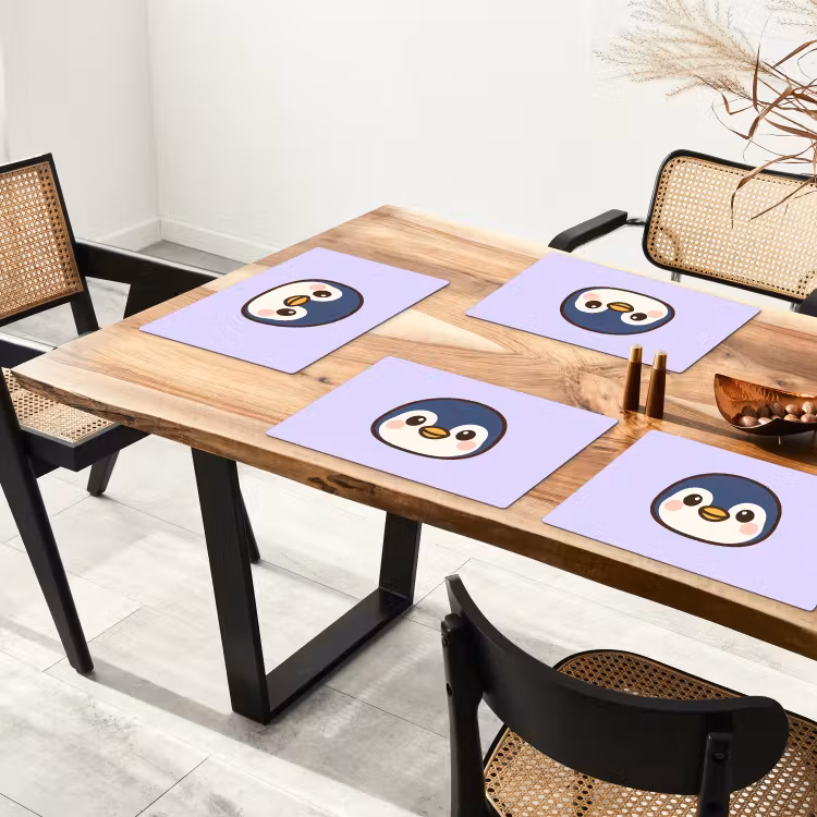 Placemat - 6 stuks - Pinguïn - Paars - Schattig — 5