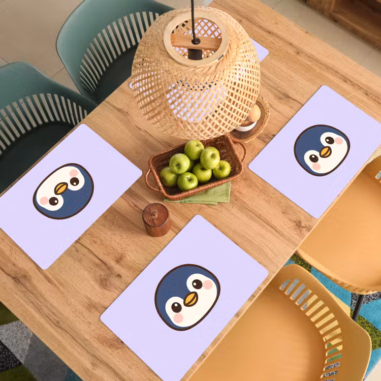Placemat - 6 stuks - Pinguïn - Paars - Schattig — 6