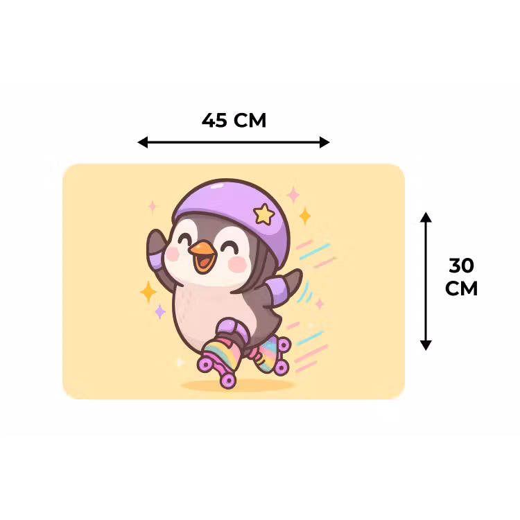 Placemat - 6 stuks - Pinguïn - Rolschaatsen - Geel - Energiek — 3