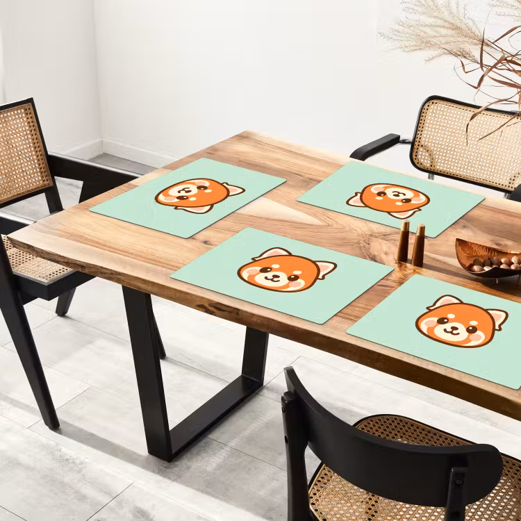 Placemat - 6 stuks - Rode panda - Groen - Cartoon — 5