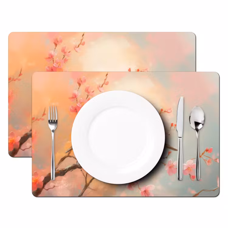 Placemat - 6 stuks - Roodborstjes - Sierlijk - Bloesemtak — 2